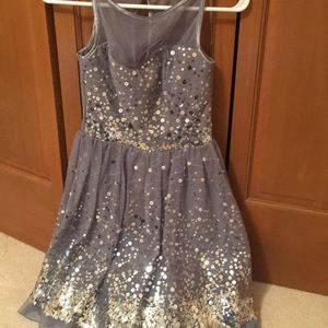 Sliver, sequined dress